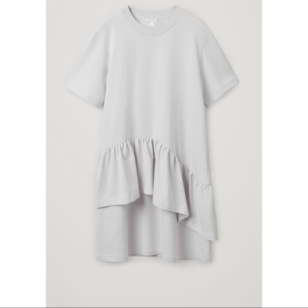 COS ruffle front t shirt dress